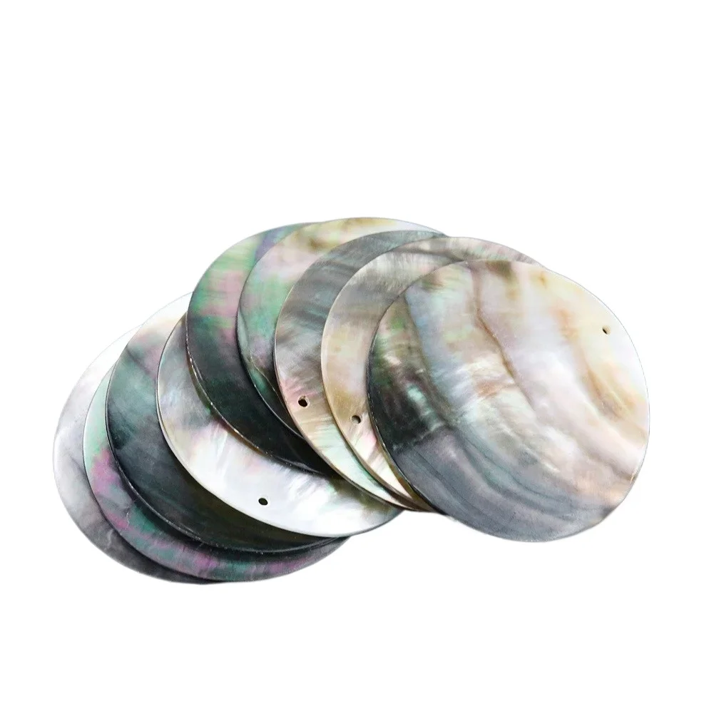Cuentas de concha de fregona negra Natural, colgante de campanas de viento DIY, dijes artesanales para fabricación de joyas, accesorios, pendientes, collar, 2 uds.