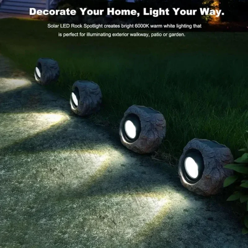 Imagem -03 - Solar Powered Outdoor Rock Lights Projectores Led à Prova Dágua Paisagem Stone Lights Pátio e Pátio Ajustável