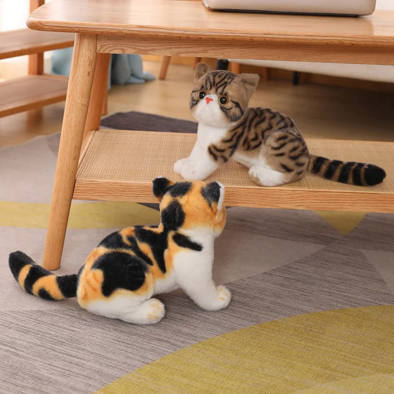 Simulation American Shorthair Cat Plush Toy Stuffed lifelike Plush Siamese cat Animals doll toys for Pet Toy Decoration