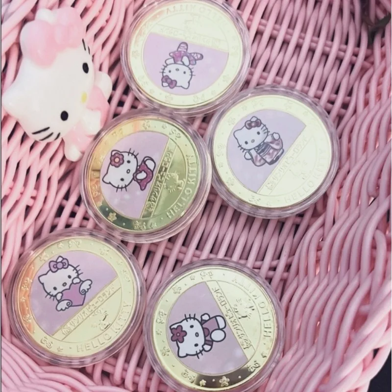 

Sanrio Hello Kitty Cartoon Souvenir Coins Commemorative Coins Anime Action Figures Anime Merchandise Decoration Collection Gifts