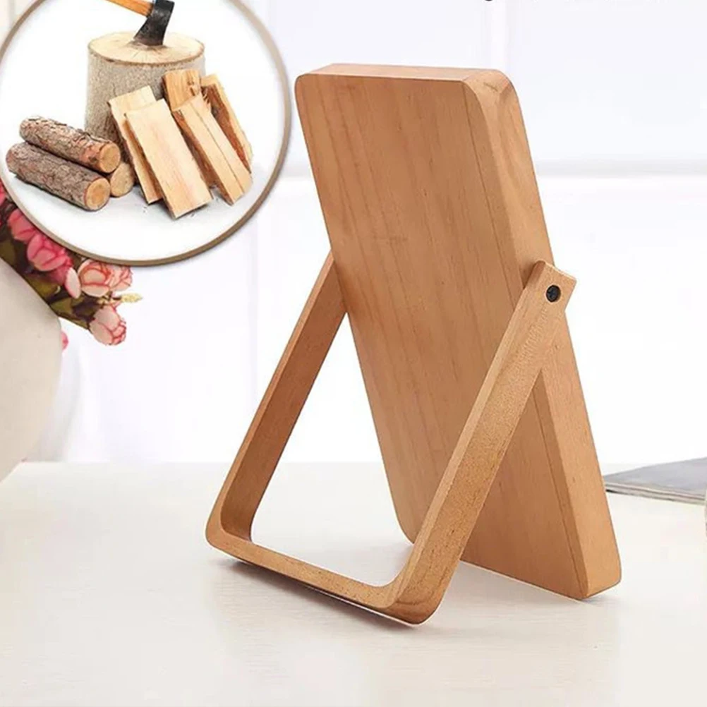 

High Definition Mirror Square Light Vanity Desk Wooden Single-Sided Travel Durable Portable