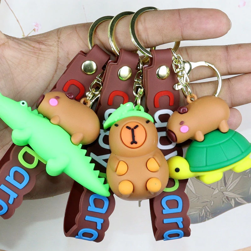 Cartoon Capybara Anhänger PVC Simulation Capybara Schlüsselbund Nette Capybara Schlüsselring Exquisite Rucksack Dekoration Zubehör Geschenke