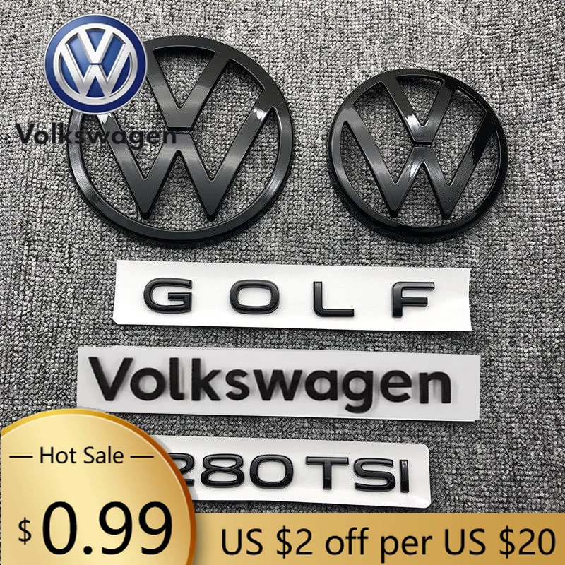 

Новая наклейка-эмблема из АБС-пластика для передней части автомобиля Volkswagen VW 2026 года, для моделей Volkswagen Golf 5/6/7/7.5/8 280TSI, передний и задний логотипы.