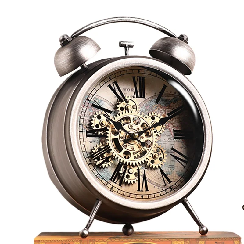 Retro Gear Mechanical Clocks Seat Clock Living Room 2025 New American Pendulum Clock Desktop Alarm Clocks Vintage Ornament