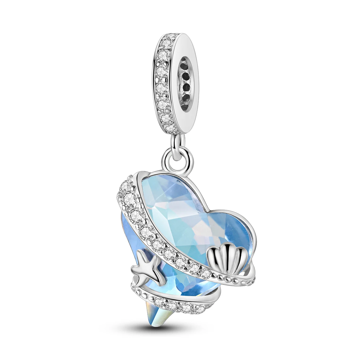 925 Sterling Silver Charm Heart Gemstone Shell Starfish Fit Bracelet Bead Diy For Women Jewelry Gift