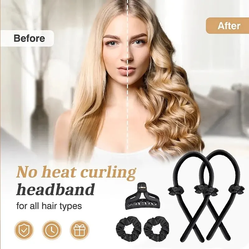 Heatless Curling Iron Headband Non-Perming And Non-Damaging Hair Comfortable To Wear A Set Of 4 Pieces Sleep Curling Tools