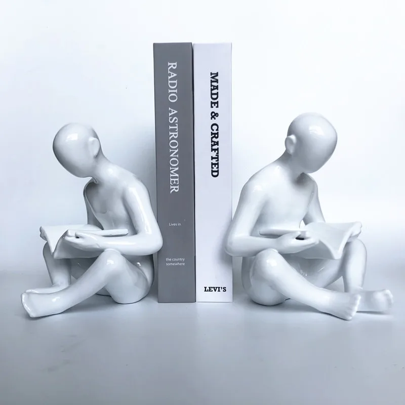 Minimalist Character Sculpture, Reader Style, Handmade Sculpture, Ceramic Bookshelf, Library Bookshelf