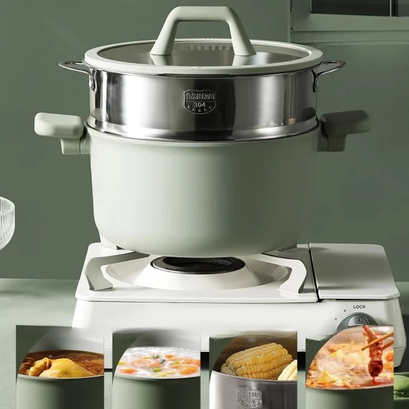 

Ceramic Steamer for Household Use, Non Stick Deep Pot for Cooking and Stewing, Integrated Induction Cooker, Gas Stove