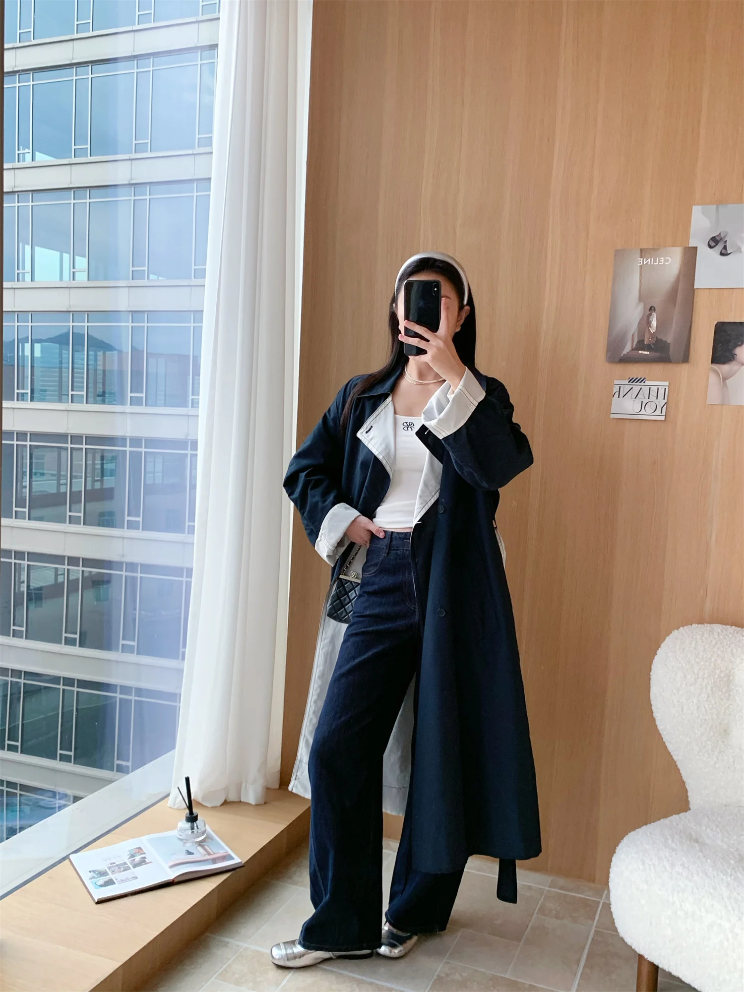 

Тонкая двухцветная ветровка Blo Spring Autumn Windbreaker Jaet High Round для ранней осени, свободного кроя, с длинными рукавами, для повседневной носки