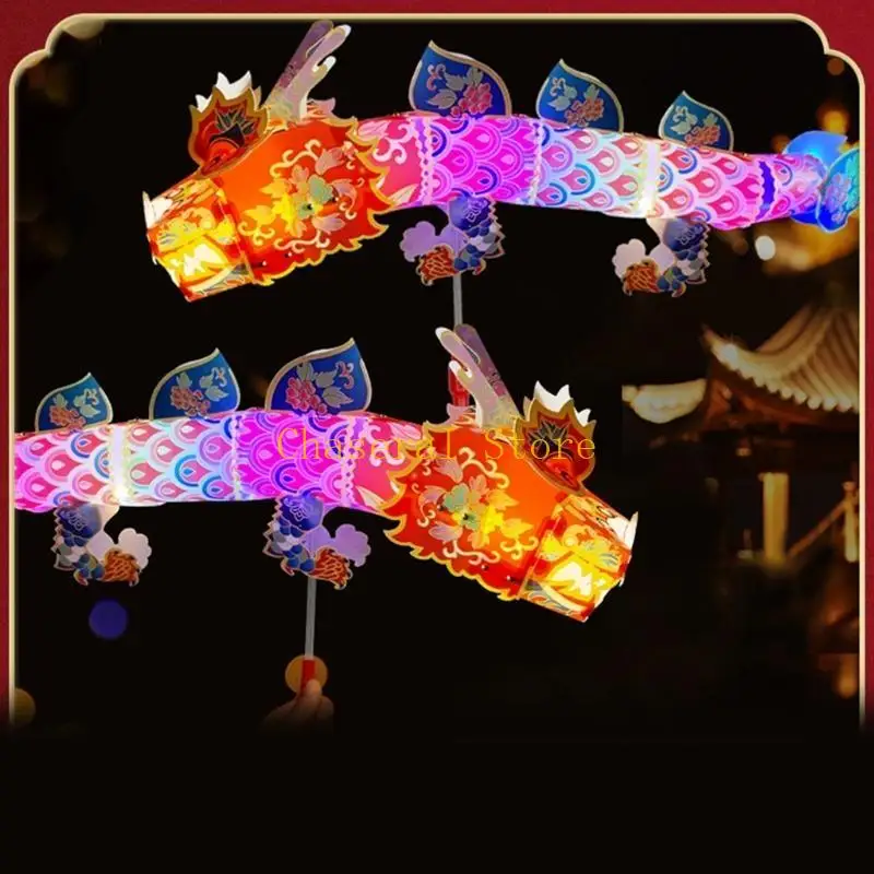 E7CE 2024 Chinese New Year Craft Dragon LED Lamp Handmade DIY Material Bag Home Decor