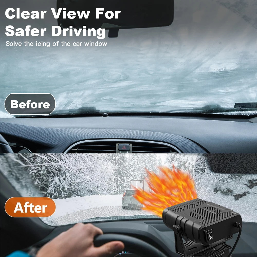 ONEKFYFD 2 في 1 سخان سيارة محمول مزيل الصقيع للزجاج الأمامي مع منافذ USB مزدوجة قابلة للشحن لبطارية ليثيوم أيون 18 فولت #2