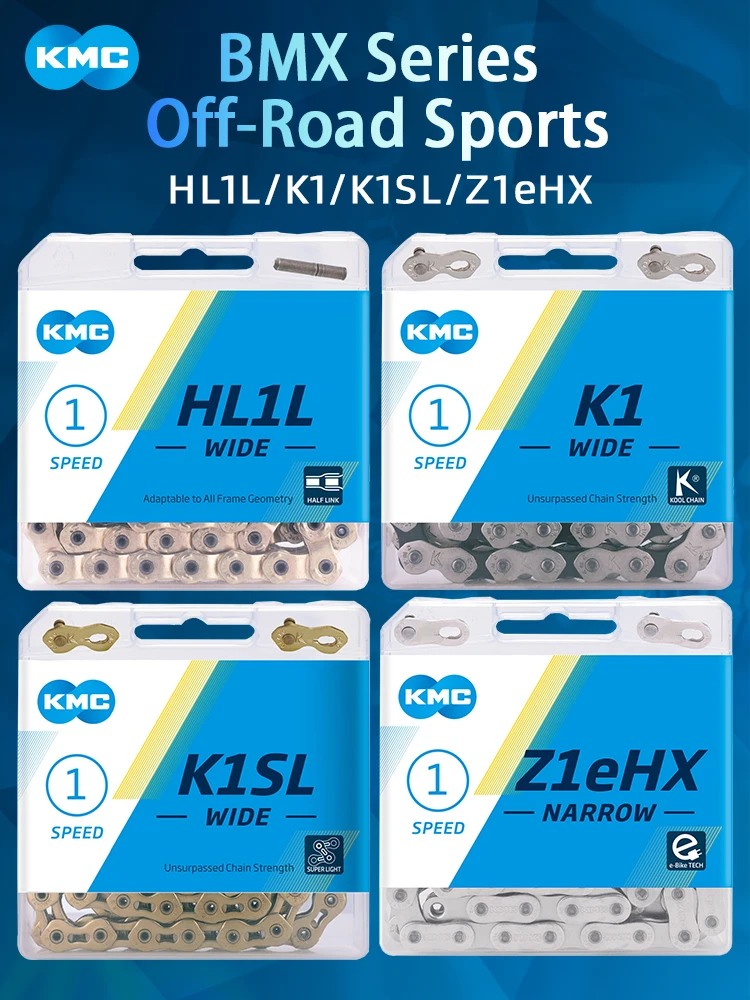 AliExpress KMC Single Speed ​​Chain Silver/Gold HL1L-W/K1-W /K1SL-W/Z1eHX-N 100/1120L EBike/City/BMX/Fixie Bike Single 1Speed Bike Chain