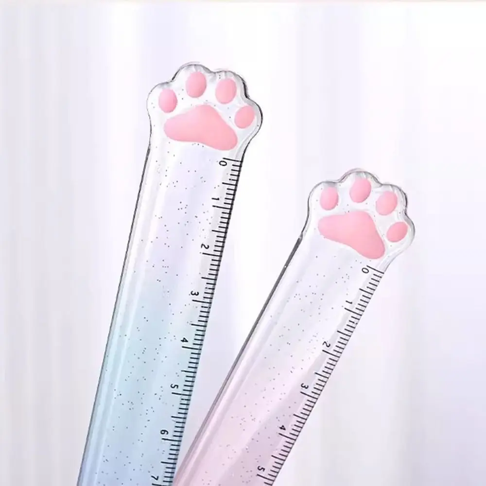 Cat Paw Design Cat Paw 15cm Straight Ruler Transparent Multifunction Math Drawing Ruler Acrylic Drafting DIY Drawing Tools