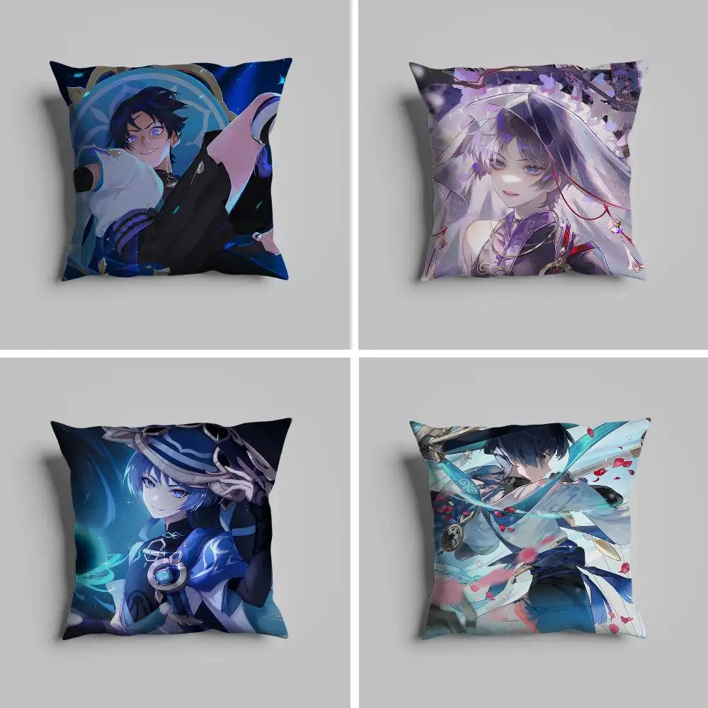 

Scaramouche Genshin Impact Pillow Case For Car Pillows 60x60 Cushions Luxury Double Sided Cover Home And Decoration Sofa 30x30