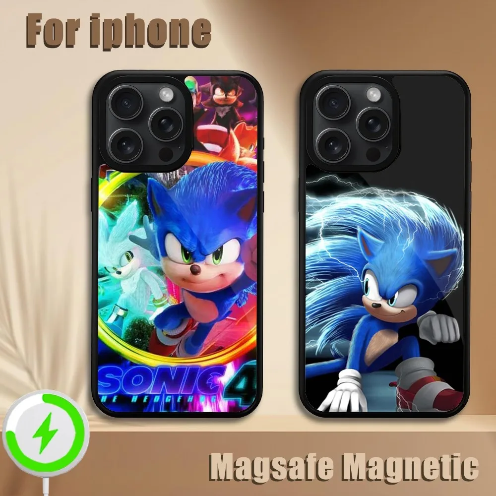 Game S-Sonics H-Hedgehog  Phone Case For iPhone 11 12 13 14 15 Plus Pro Max Magsafe Magnetic Wireless Charging Cover