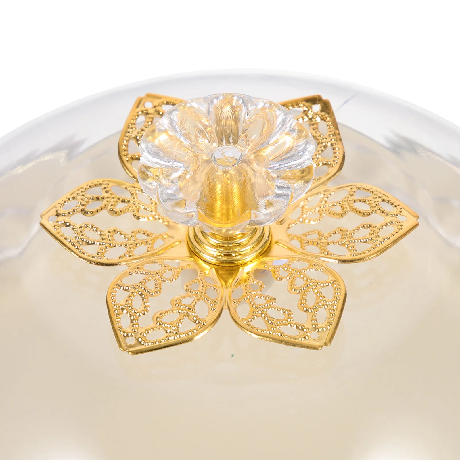 

1Set Cake Stand with Dome Cover Glass Top Ceramic Base Decorative Dessert Serving Platter for Banquet Home Daily Use Multi