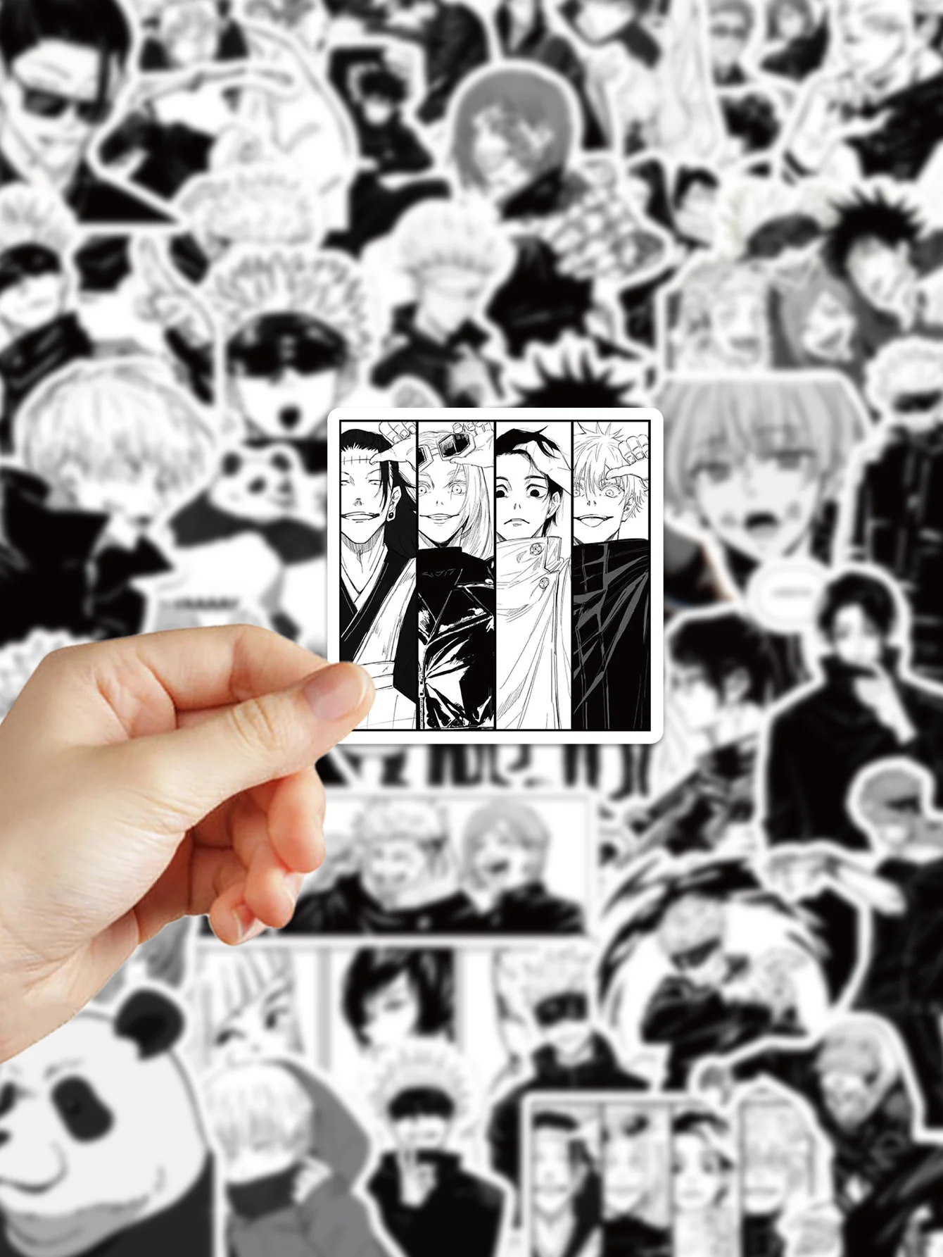 50PCS anime Jujutsu Kaisen stickers black and white style graffiti stickers DIY car phone laptop skateboard guitar stickers