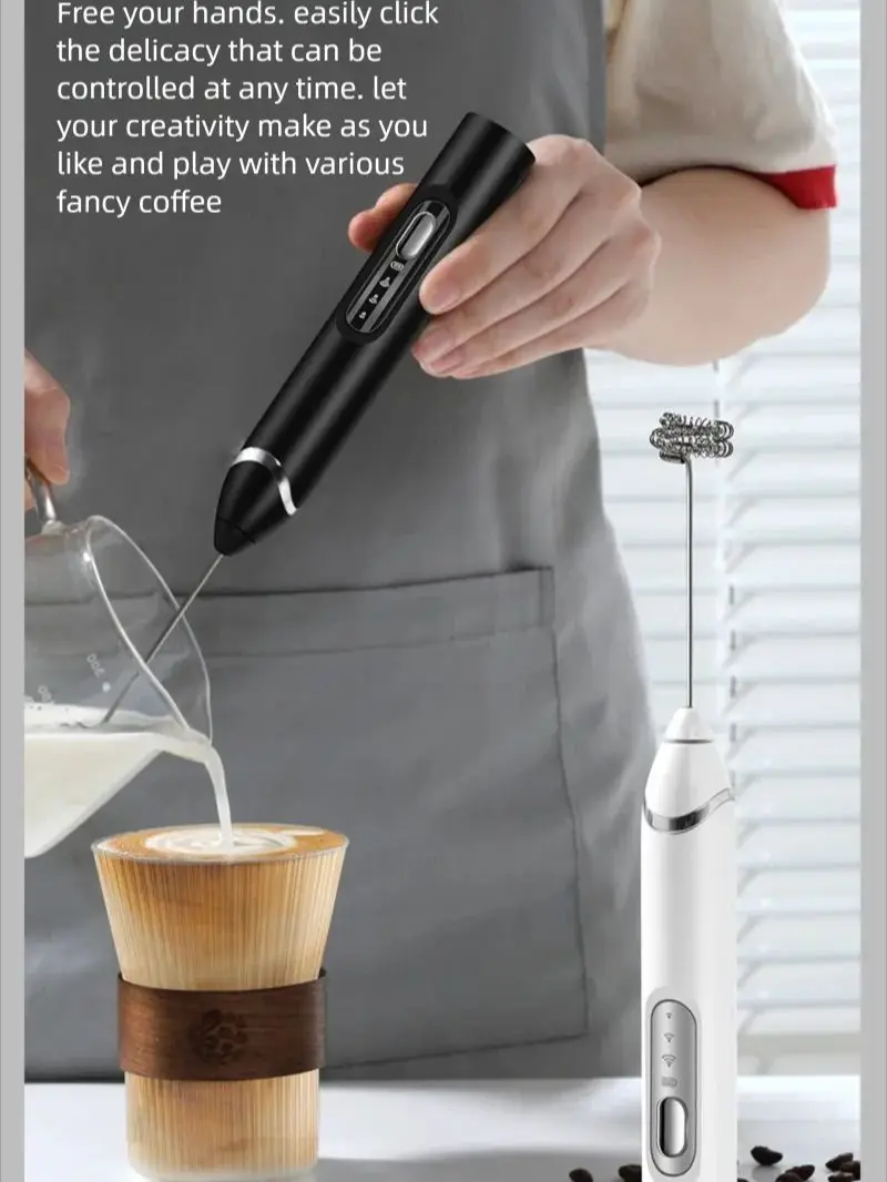 전기 우유 거품기 미니 핸드헬드 무선 강력한 타입-C 충전식 편리한 커피 우유 거품기 주방용 거품기
