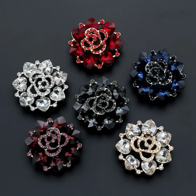 1pcs Metal Rhinestone Fur Coat Buttons for Clothing Collar Decoration Accessories