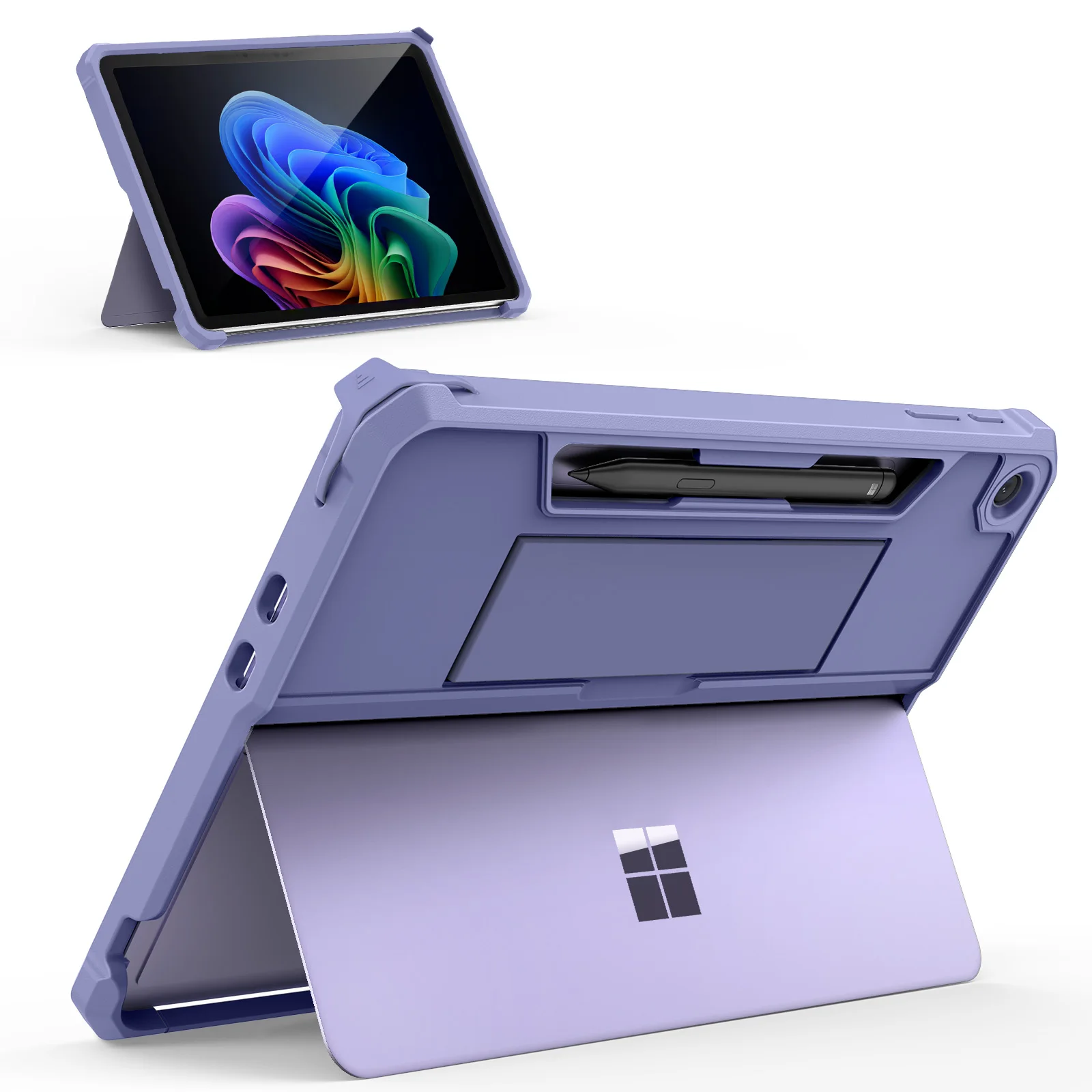 For Microsoft Surface Pro 12 inch Tablet case 2025 All-in-One Protective Rugged Cover with Back Pen Holder & Hand Strap
