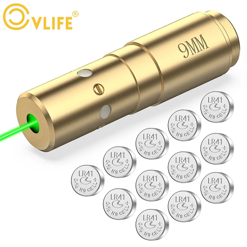 

CVLIFE Green Laser Bore Sight for 9mm Cal 30-300 Yards Sighting Range Upgraded 4 Sets of Batteries Hunting Tactical