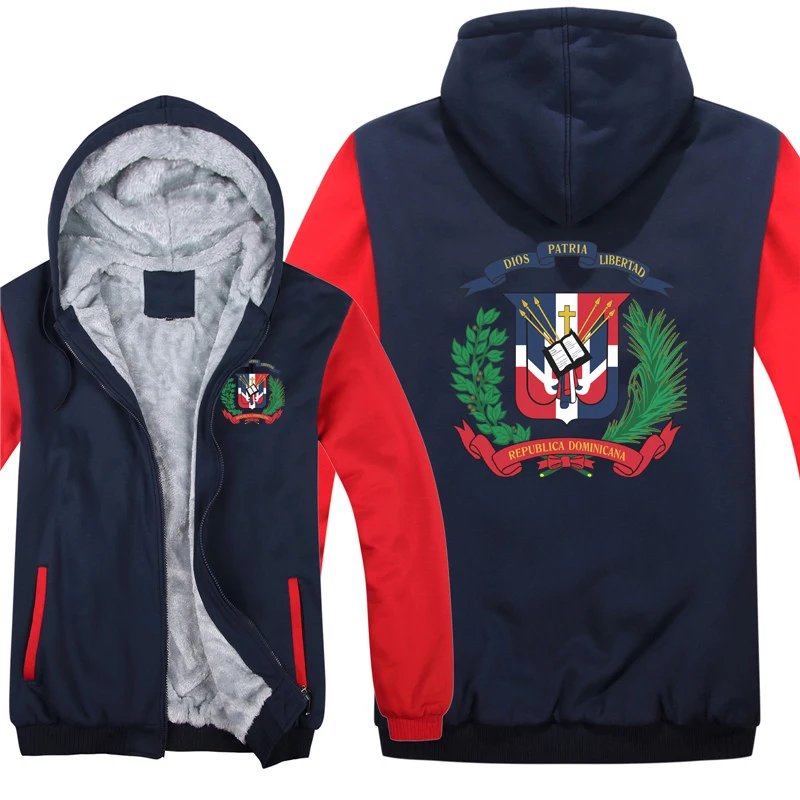 Dominican Republic Hoodies Men Cool Coat Thicken Coat of Arms of Dominican Sweatshirt Mans Jacket Hoody