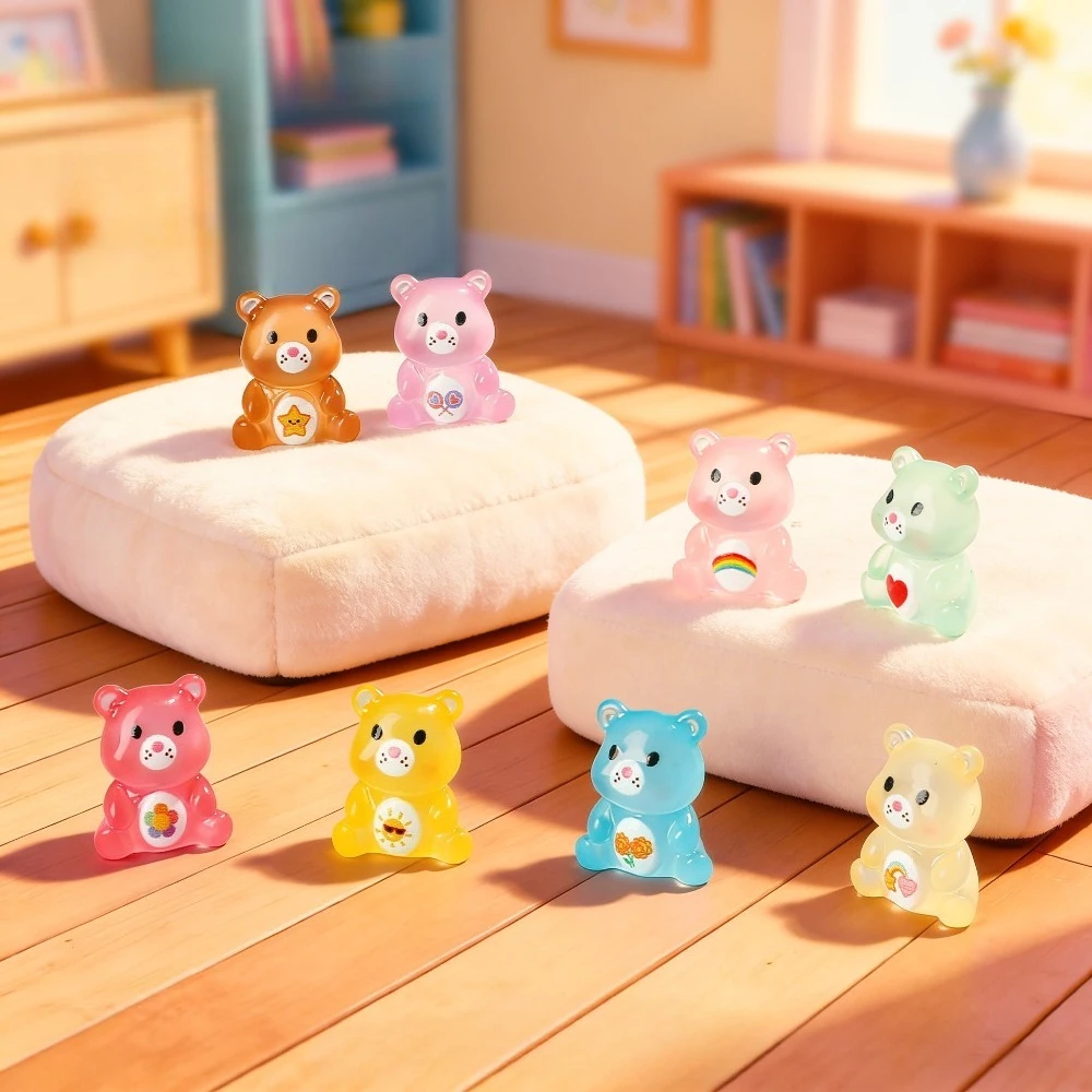 

35PCS Glow in Dark Figurines Miniatures 3D Cute Bear Resin Charms Pendants DIY Jewelry Accessories Car Dashboard Decoration