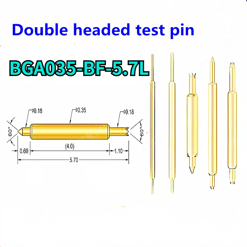 100PCS/Box Double Head BGA Semiconductor Testing Spring Pin 035-BB/BF5.7 Chip Burn High Frequency Needle