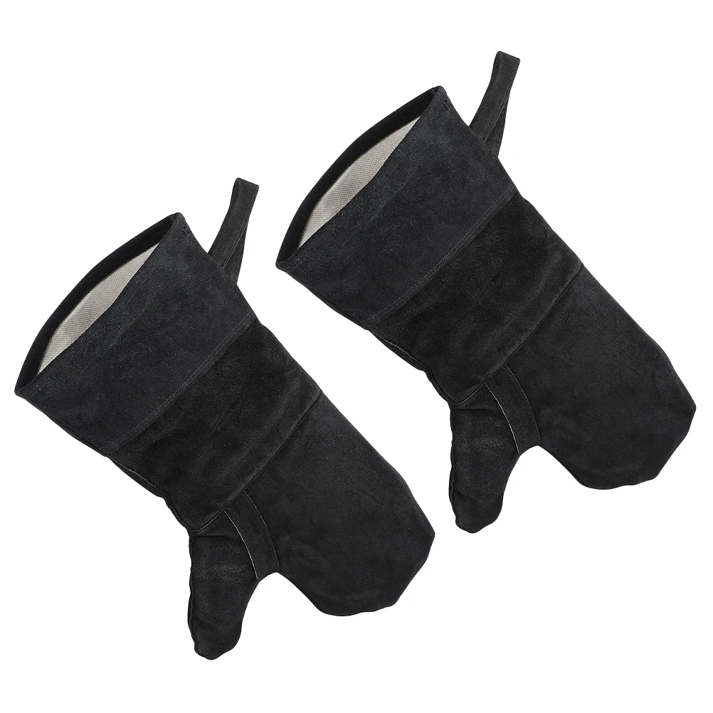 

2pcs Heat Resistant Bbq Gloves Grill Mitts Oven Insulated Fireproof Outdoor Campfire Cooking Gloves Non-Slip Long Arm Welder