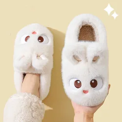 Fuzzy Rabbit Slipper Womens Winter Loafer Girls Funny Animal Cartoon Cotton Shoes Ladies Furry Slides Plush Cloud Home Slippers