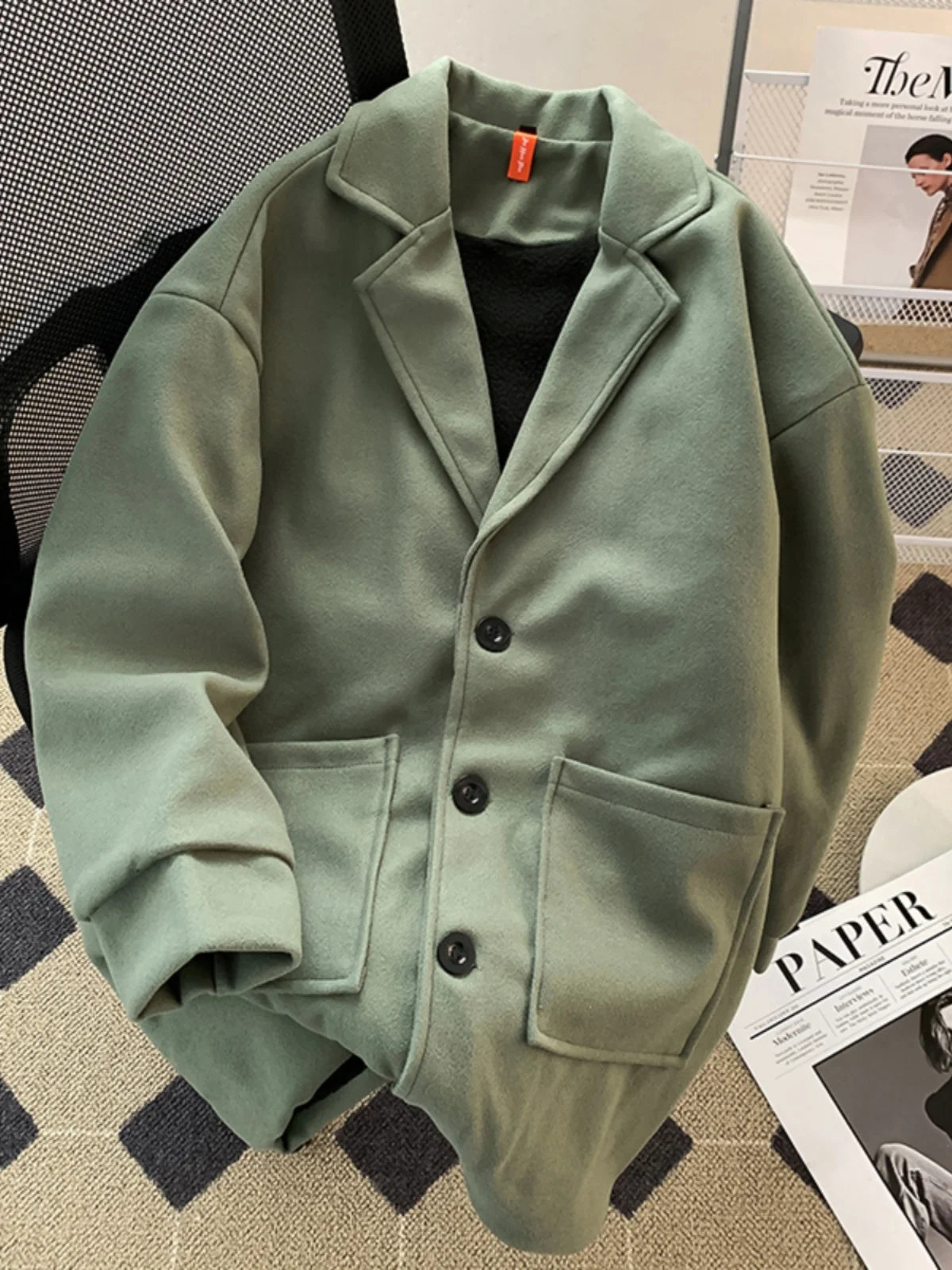 

Wool Blend Coat Beige Mans Tweed Herringbone Plaid Checkered Tartan Scottish British Style Classic Traditional Heritage Vintage