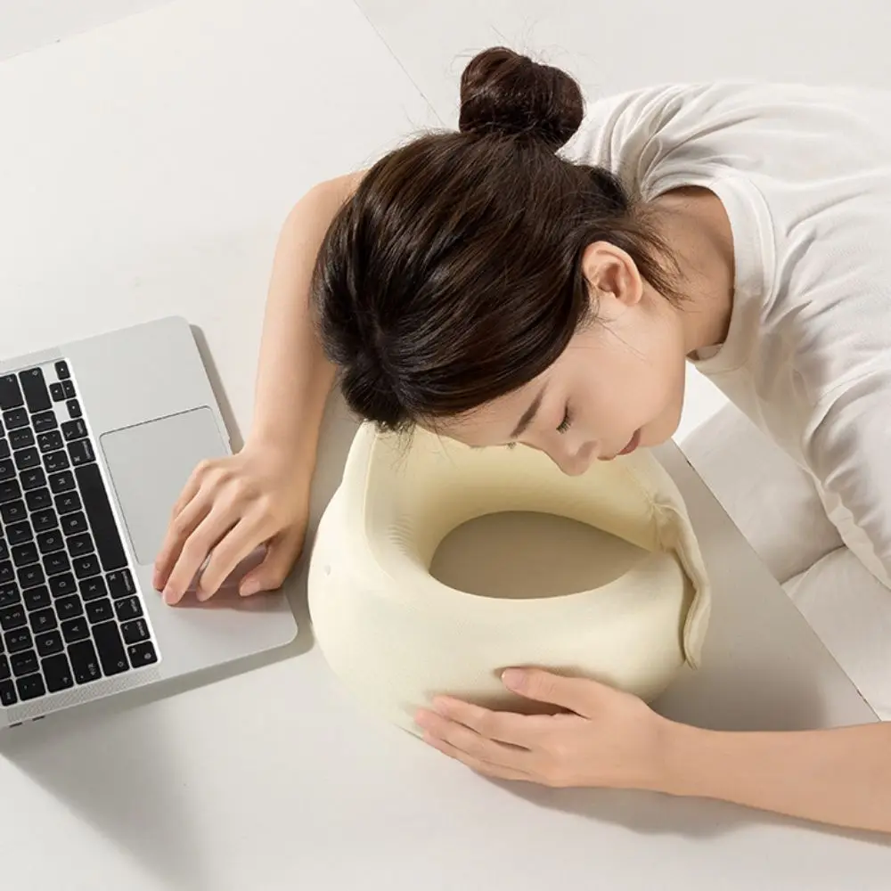 

Portable Resilient Travel Neck Pillow Removable Soft U-shaped Pillow with Storage Box Space-saving Headrest Outdoor