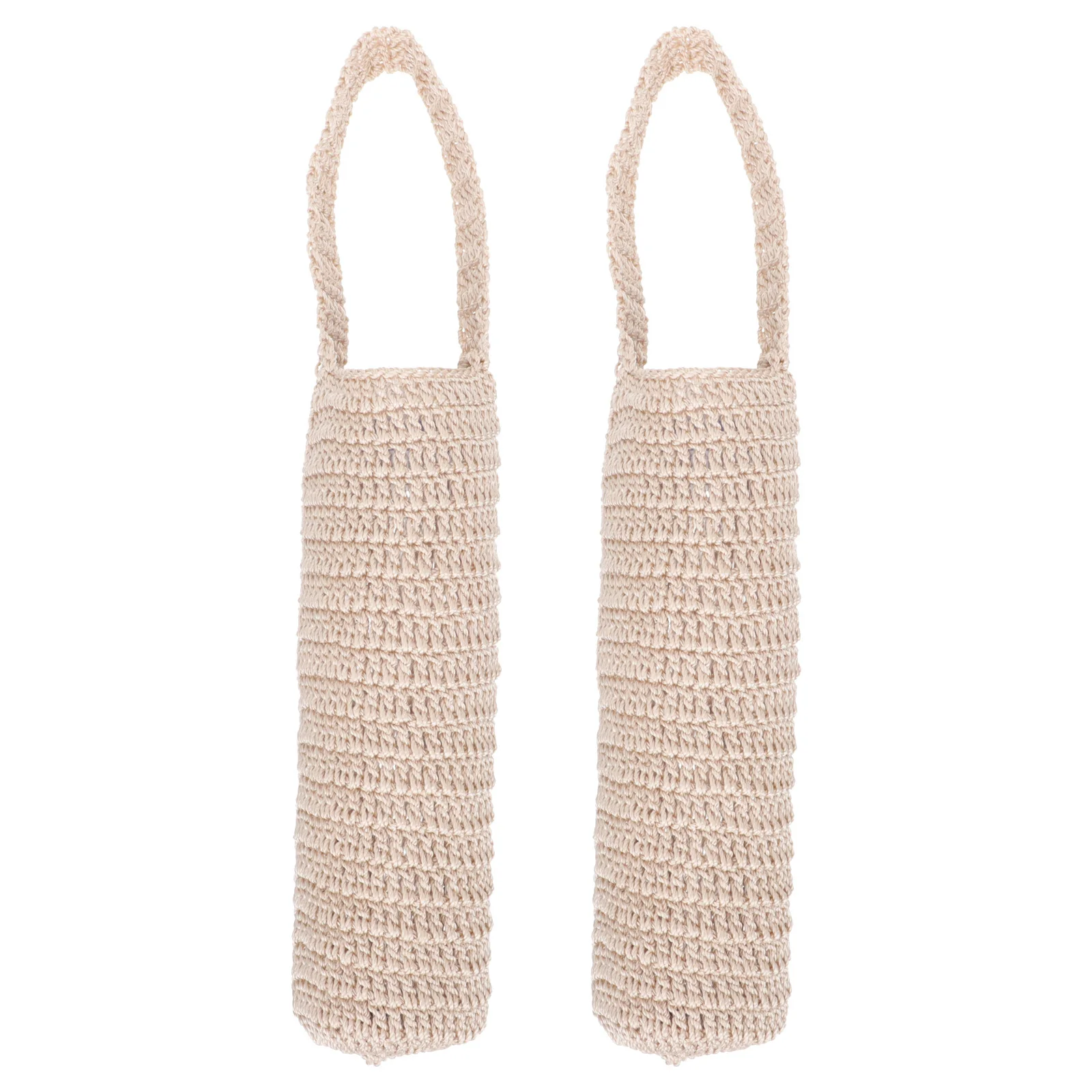 

2pcs Weaving Holder Cotton Carrier Pouch Holder Cup Bag With Cotton Hand-Made Water Bottle Pouch Water Bottle Bag Strap