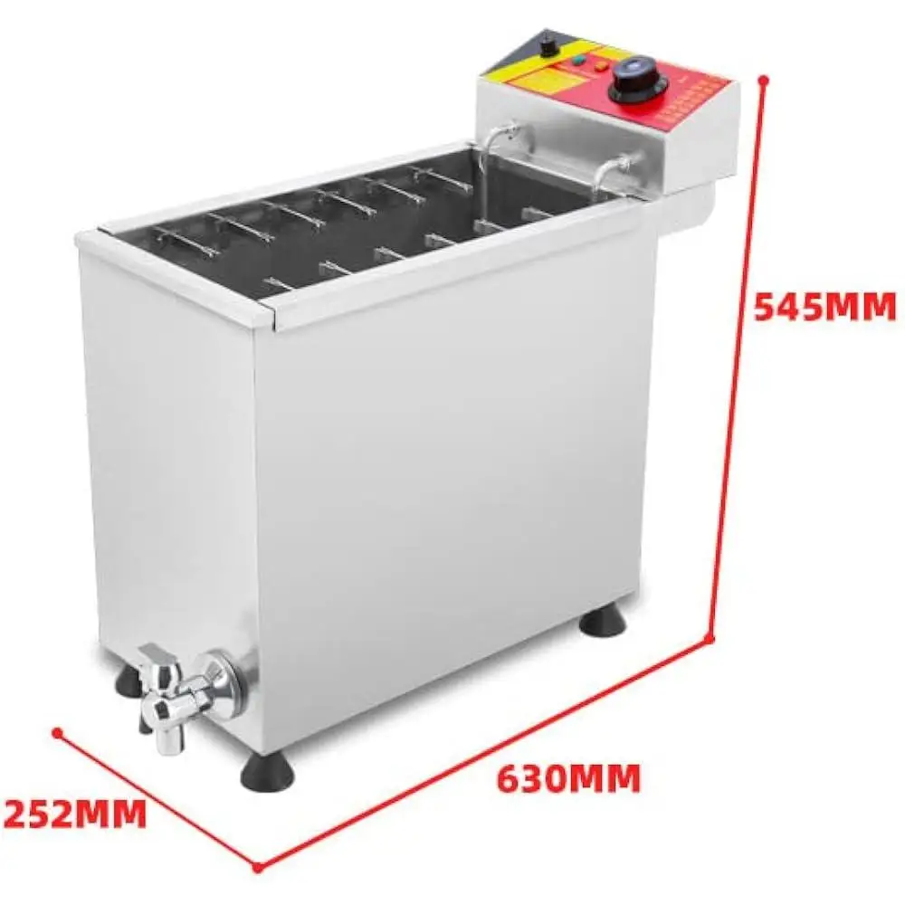 Commercial 24L Electric Deep Fryer Cheese Corn Dogs Waffle Sticks with 12 Hooks Stainless Steel Cooking Machine