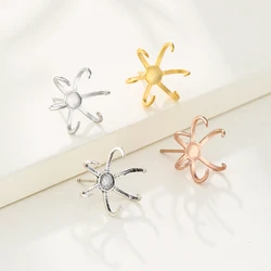 925 Sterling Silver Stud Post Earring Mounting fit 10-14/12-16mm Stone 6 Claws Earring Blank for DIY Jewelry Making