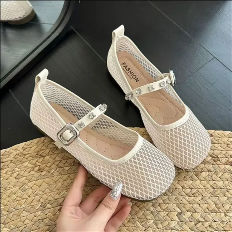 

Дышащие сетчатые туфли без каблука для женщин, летние туфли с низким вырезом, на плоской подошве, с мягкой подошвой