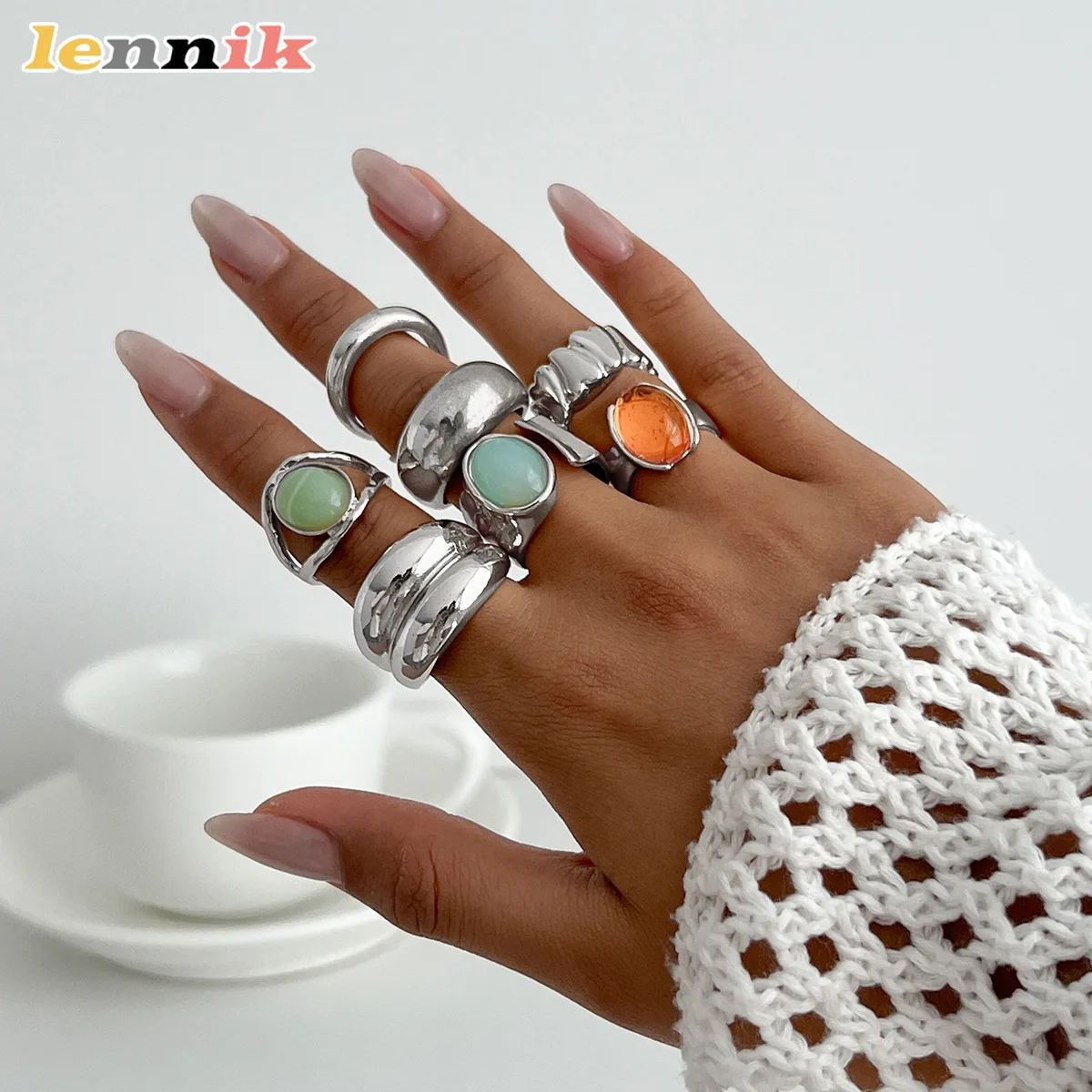 Geometric Acrylic Statement Ring , Luxury Alloy Women's Jewelry with Crystal Inlay, Irregular Fashion Ring for Party New Arrival