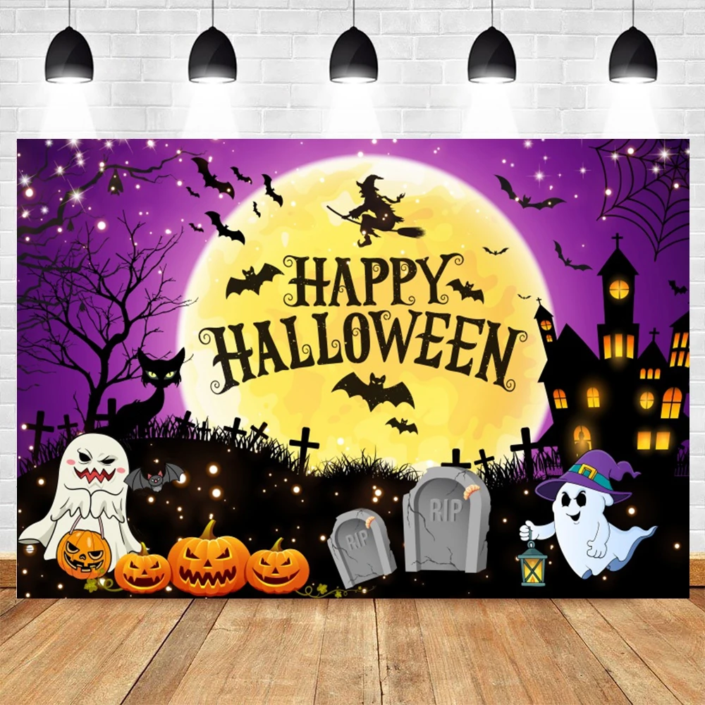 Фон для фотосъемки на Хэллоуин с ужасами луной тыквой ведьмой планшетом детской портретной фотосъемки на Хэллоуин Декор