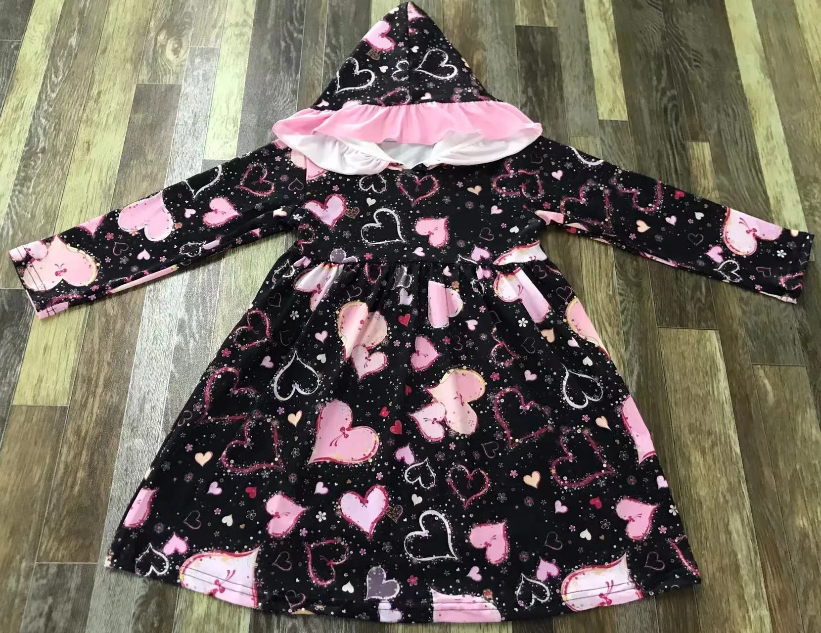 Valentine's day  girl baby dress long 0-16 years old loving romantic childrens Valentines Day clothes