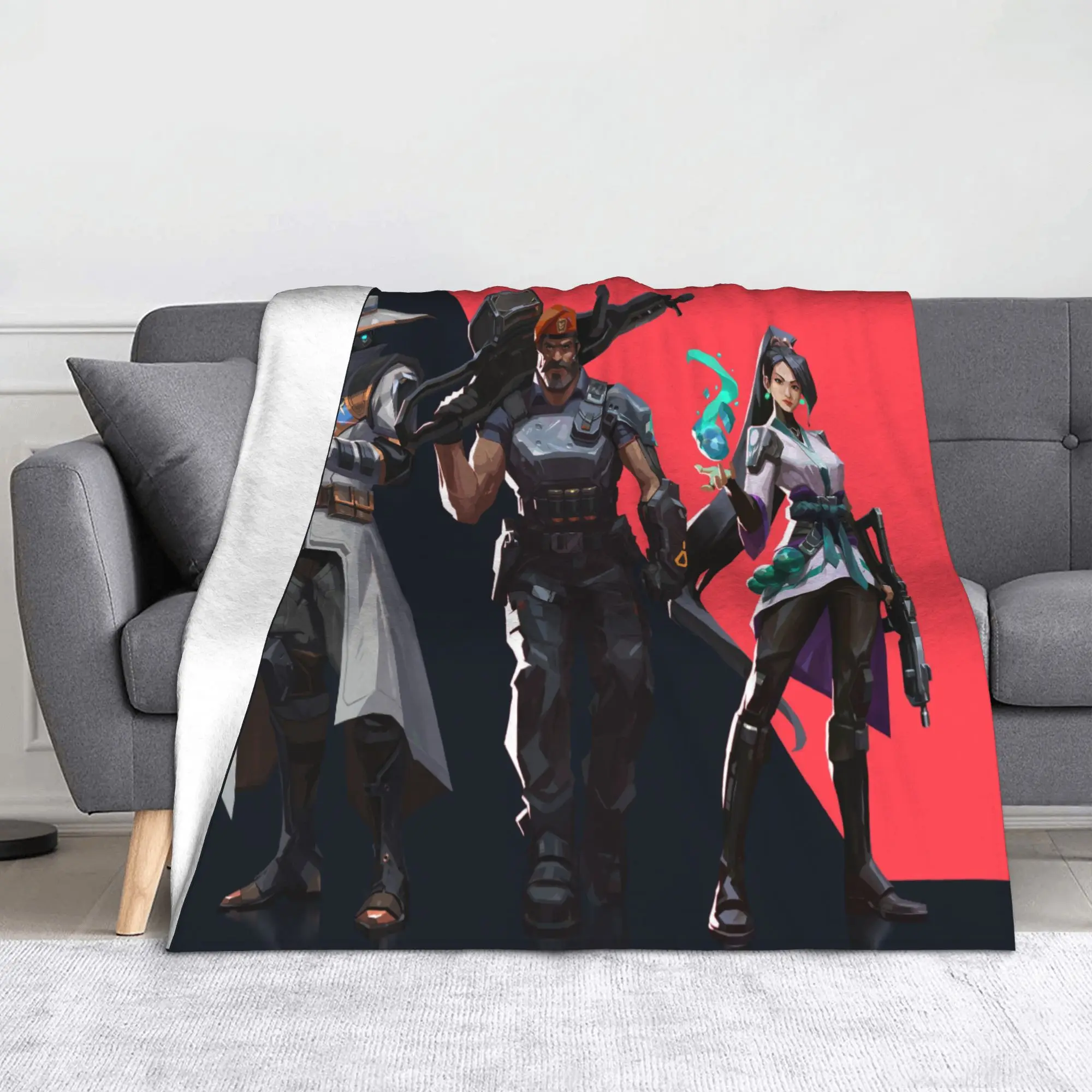 Valorant Cypher Cypher Brimstone Flannel Throw Blanket Game Anime Blankets for Home Car Warm Bedding Throws