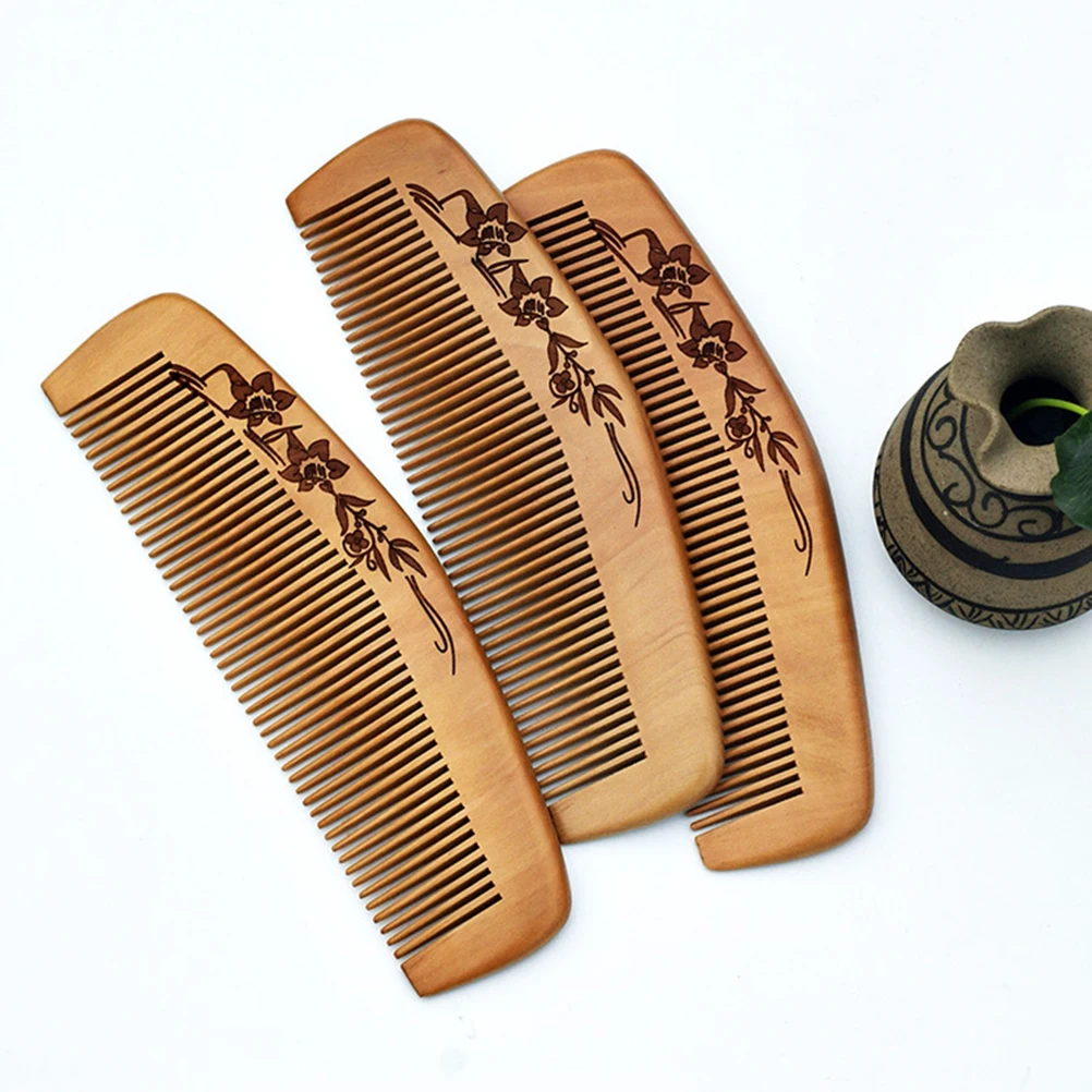 

Расческа из персикового дерева, антистатическая тонкая деревянная расческа для волос, компактный легкий массажер для кожи головы, инструмент без волос, деревянный