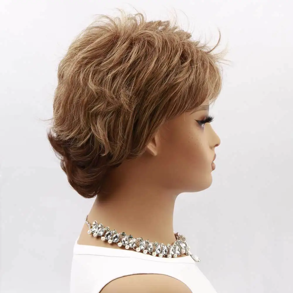 شعر مستعار قصير مجعد بطول 6 بوصات، باروكات بنية صناعية للنساء، شعر قصير مجعد من الألياف بدرجة حرارة عالية، مهرجان زفاف عيد الميلاد اليومي
