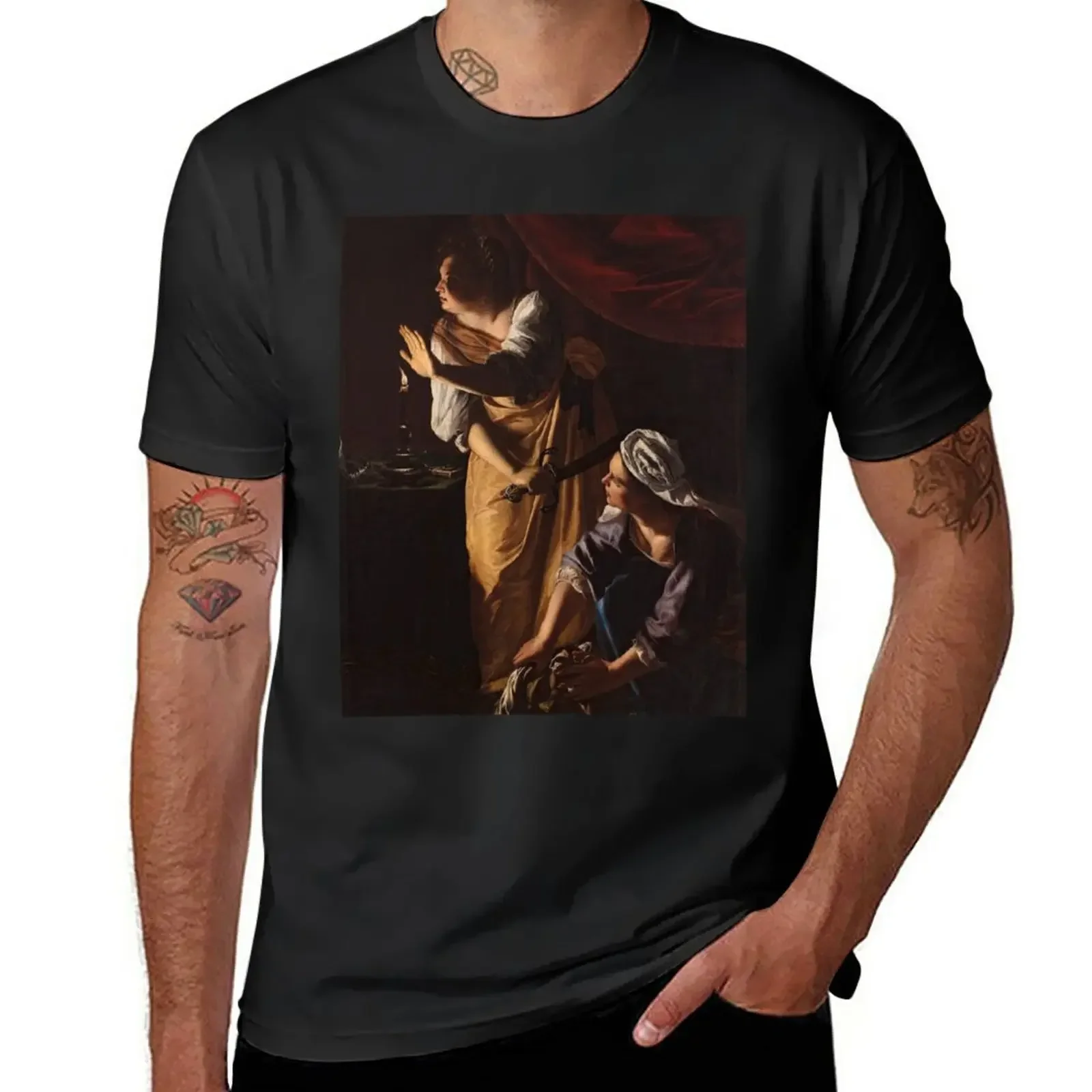 Artemisia Gentileschi - Judith and Her Maidservant with the Head of Holofernes T-Shirt customizeds quick-drying mens clothing