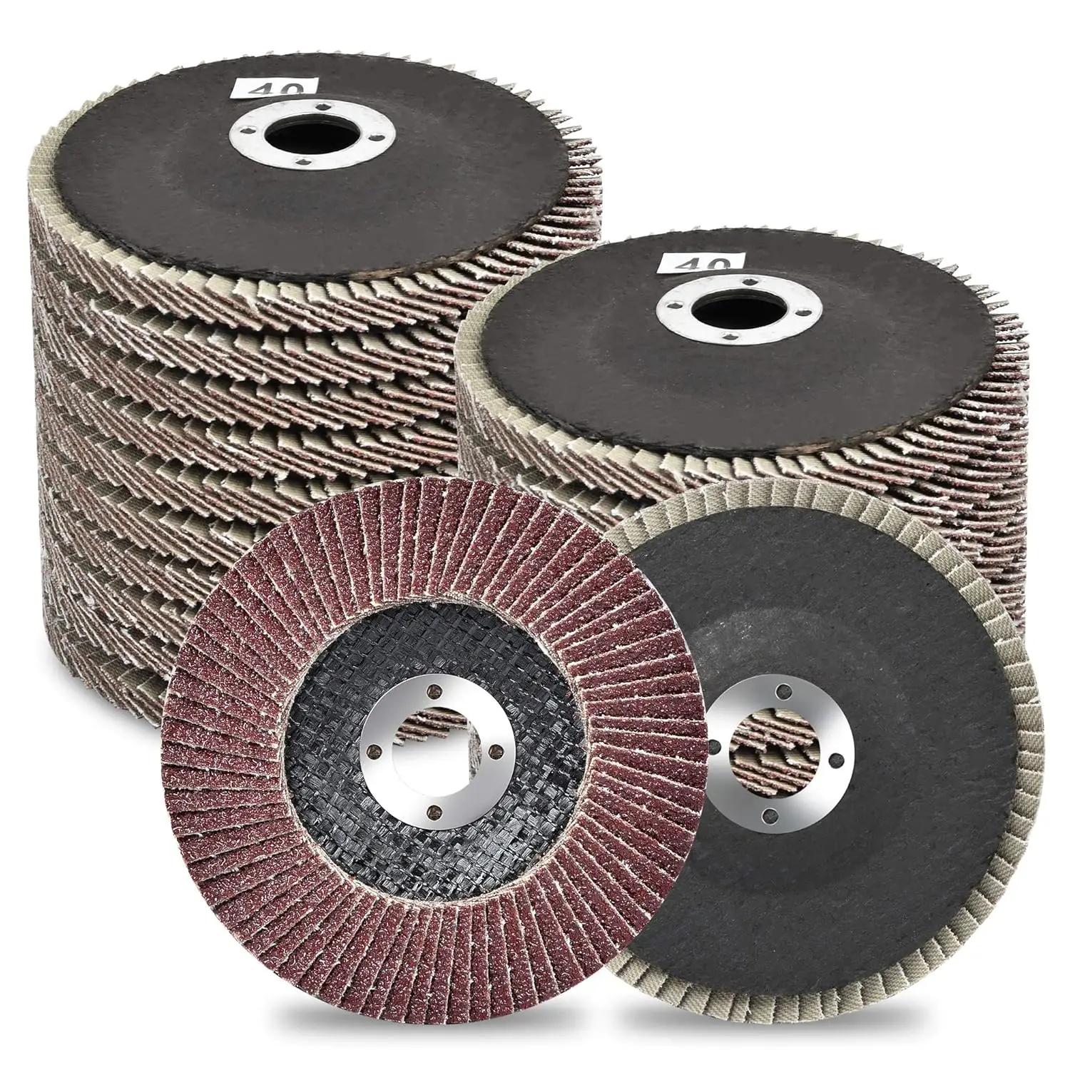 

20Pcs 4 Inch Flap Discs Assorted Grit 40/60/80/120 for Angle Grinder