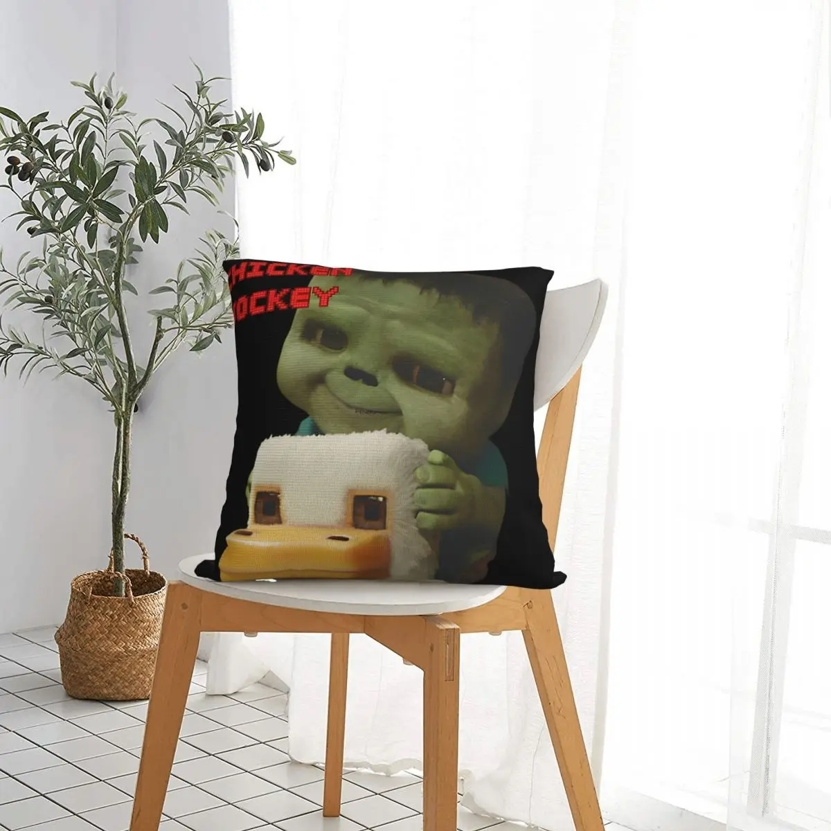 Chicken Jockey Square Pillow Covers Sofa Zombie Game Cushion Case Cool Decorative Throw Pillow Case 40*40