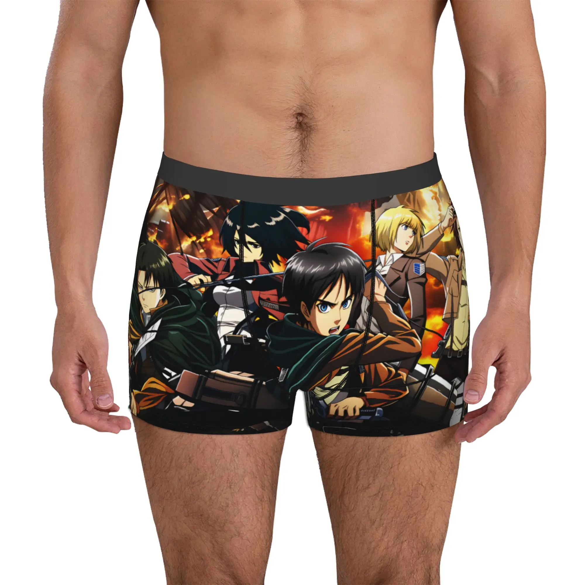 cuecas-masculinas-engracadas-attack-on-titan-eren-yeager-cuecas-confortaveis-​​mikasa-ackerman-roupa-intima
