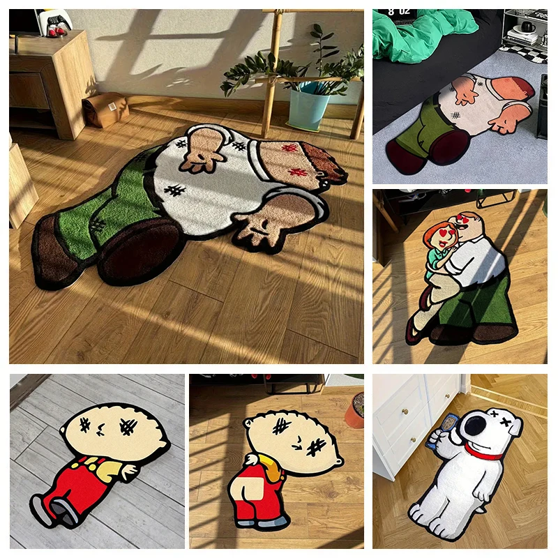 Cartoon Characters Pattern Rug Irregular Bedroom Carpet Soft Fluffy Plush Bedside Carpets Home Decoration Non-slip Floor Mat