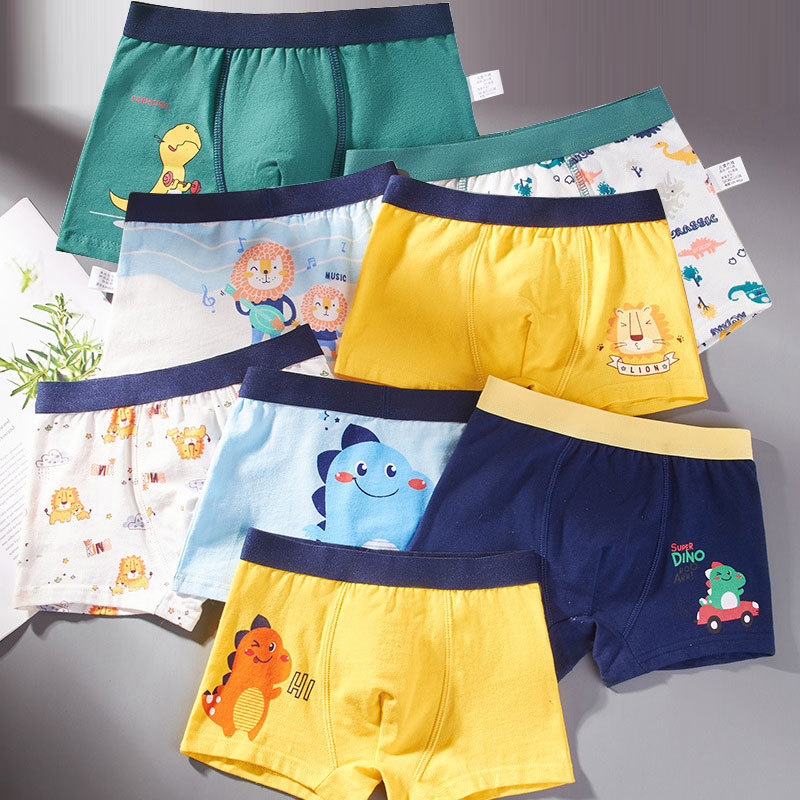  4pcs/Lot Boys Boxer Briefs Kids Cotton Underwear Baby Boy Underpants Teenager Cartoon Print Soft Children Panties 2-14T 2023 New 