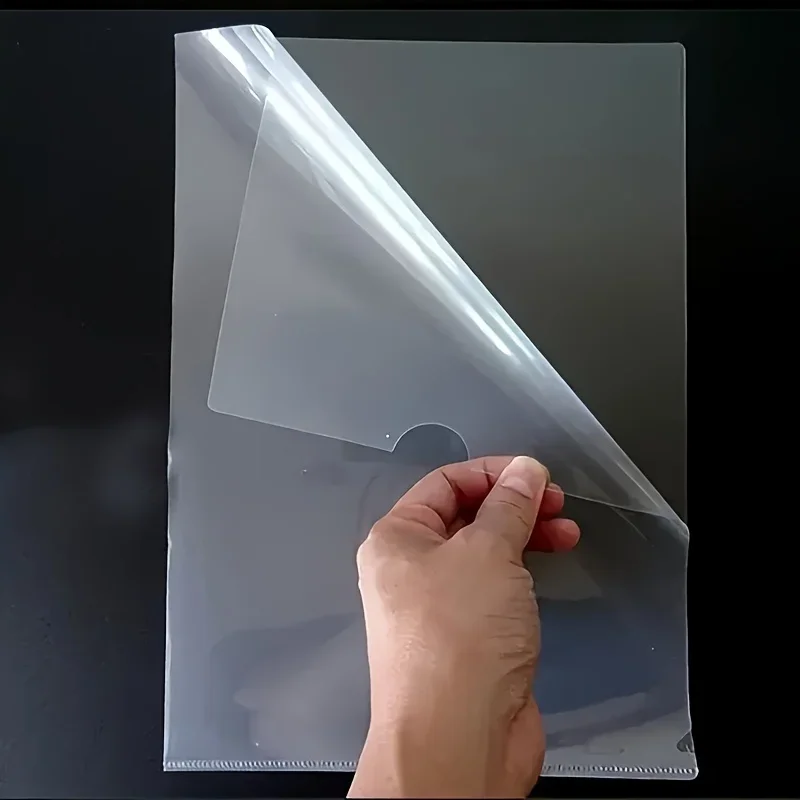 10 stuks A4 transparante L-vormige bestandsmappen - waterdichte en duurzame PP-documententassen voor kantoororganisatie en herbruikbaar