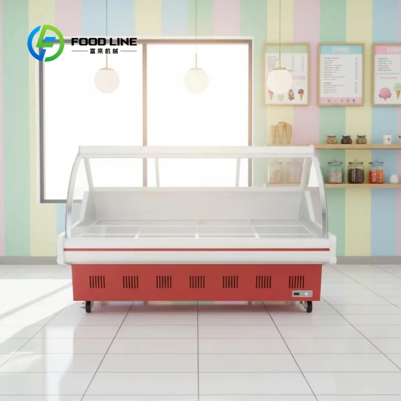Customized size commercial display refrigerator refrigerated deli cabinet commercial meat deli display freezer